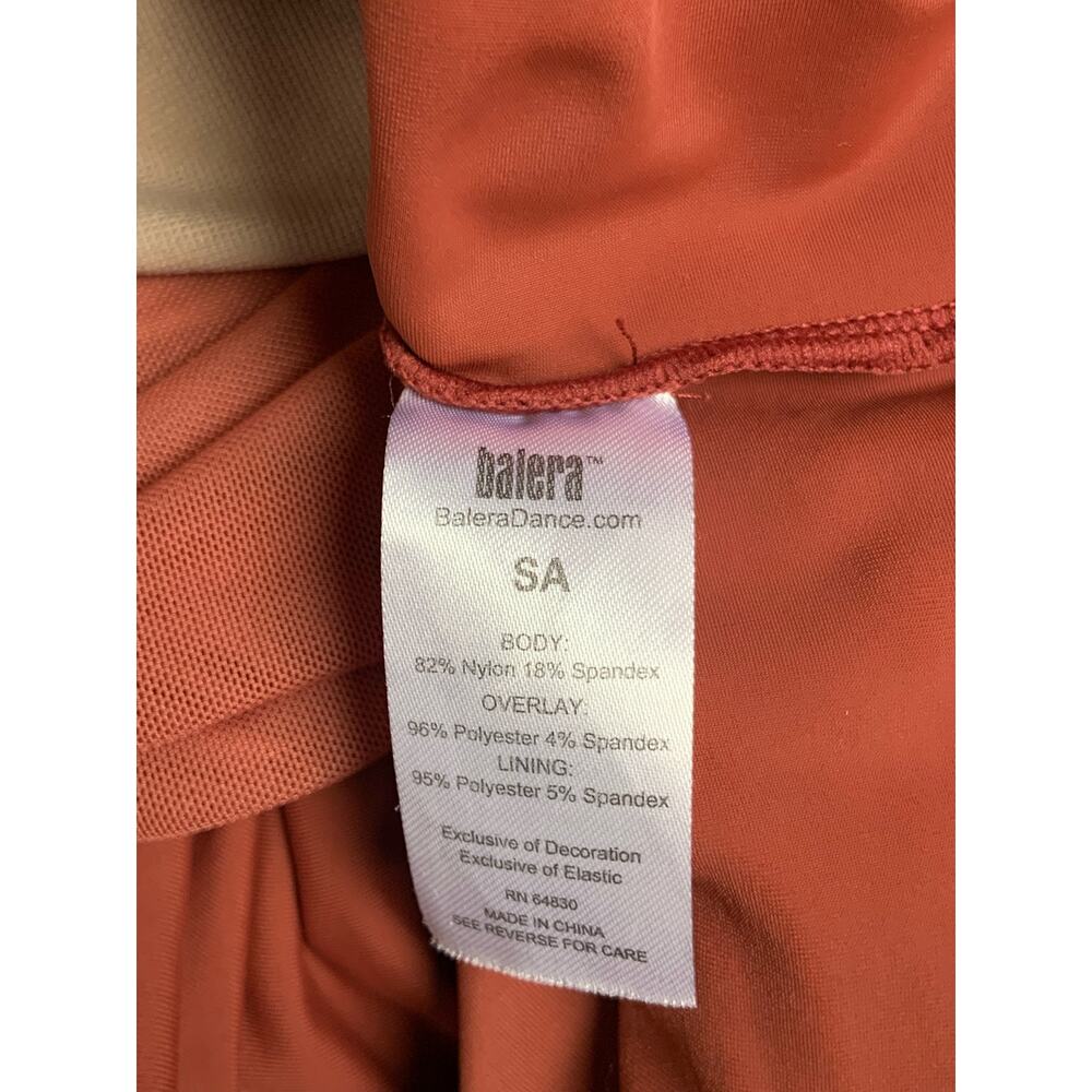 Balera Dance Orange Sheer Mini Dress with Underneath Leotard Women's SZ Small - Picture 11 of 11
